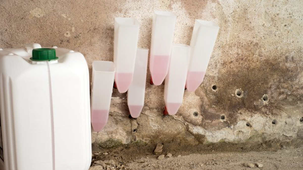 Vochtige muur injecteren met hydrofobe vloeistof